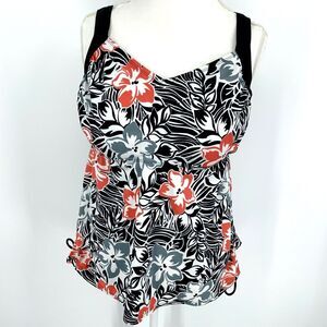Swimsuits for all Aquabelle black and coral tankini top only, size 18